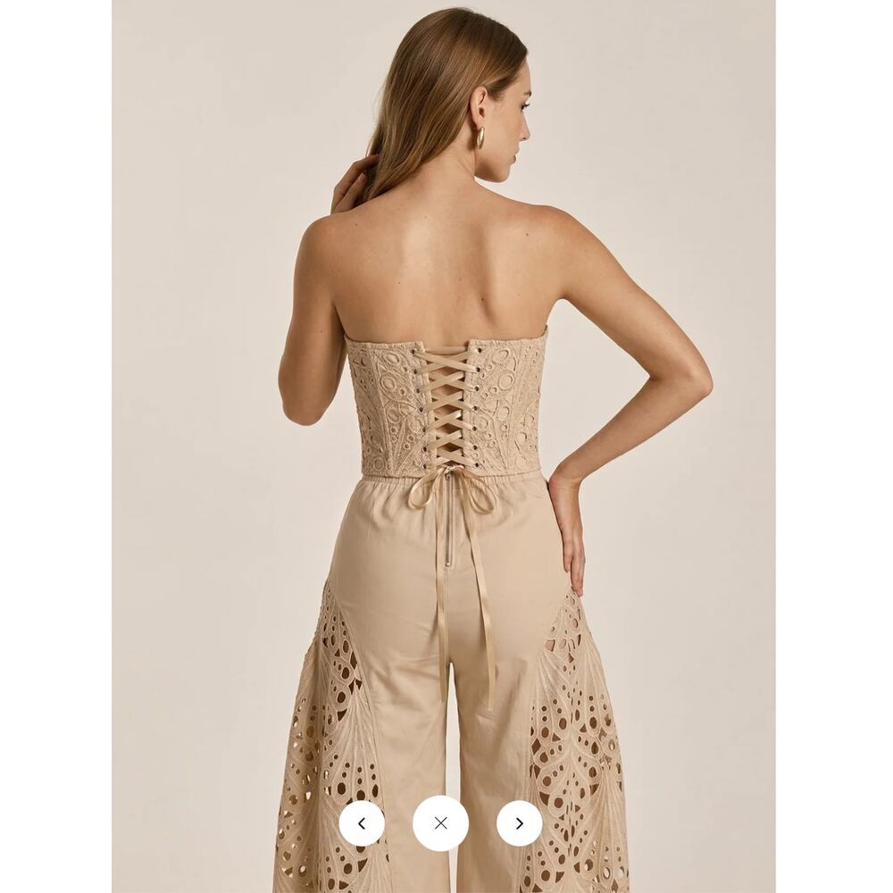 NWT Commense Strapless Eyelet Top & Wide Leg Pants Set Sz XL - Picture 2 of 3